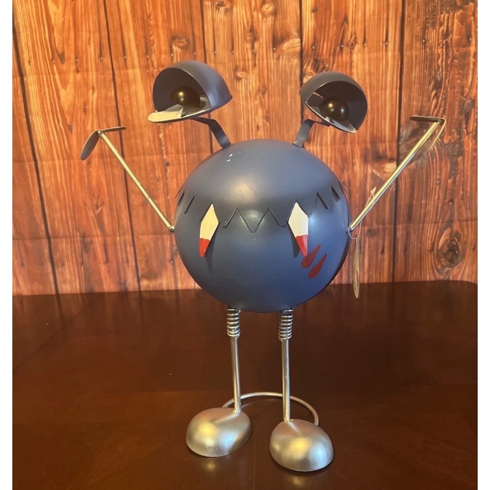 Vampire Porch Sitter Metal Halloween Monster Decor Blue